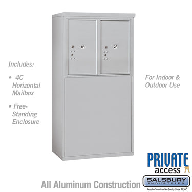 6 Door High Free-Standing 4C Horizontal Parcel Locker with 2 Parcel Lockers in Aluminum with Private Access